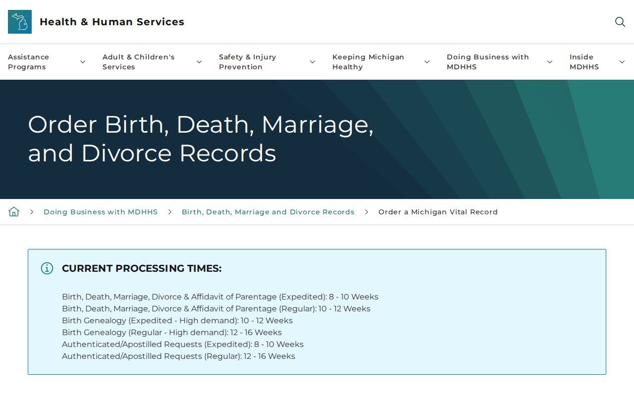 Taylor residents directory Michigan vital records application