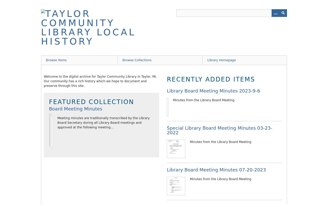 Taylor previous residents historical context in the Taylor digital archive