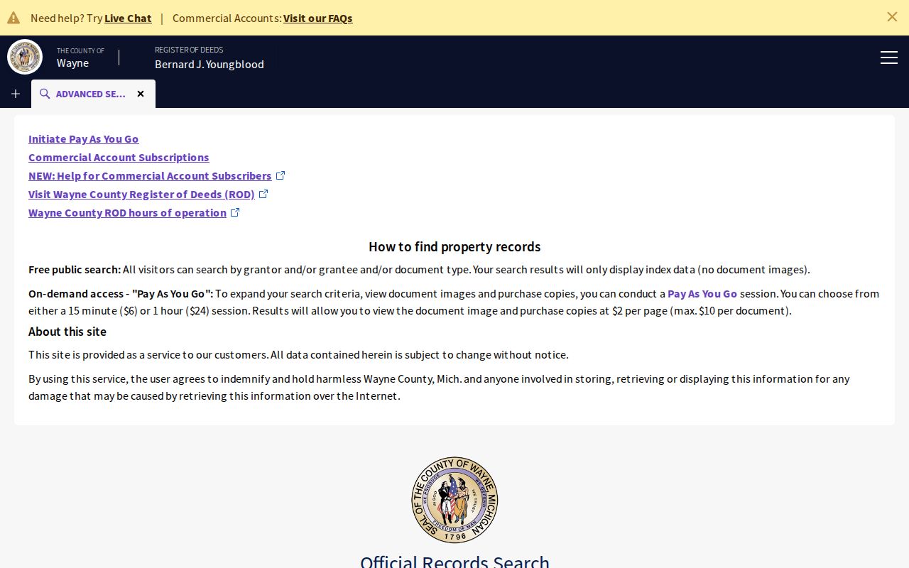 Taylor previous residents deed research through Wayne County publicsearch